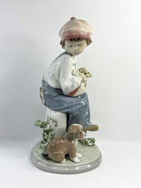 Vintage Lladró “My Best Friend” #5401 Signed Boy Dog Figurine A909